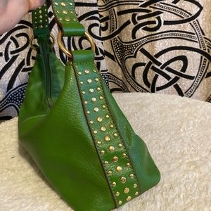 BISOU BISOU Gold Studded Green Handbag